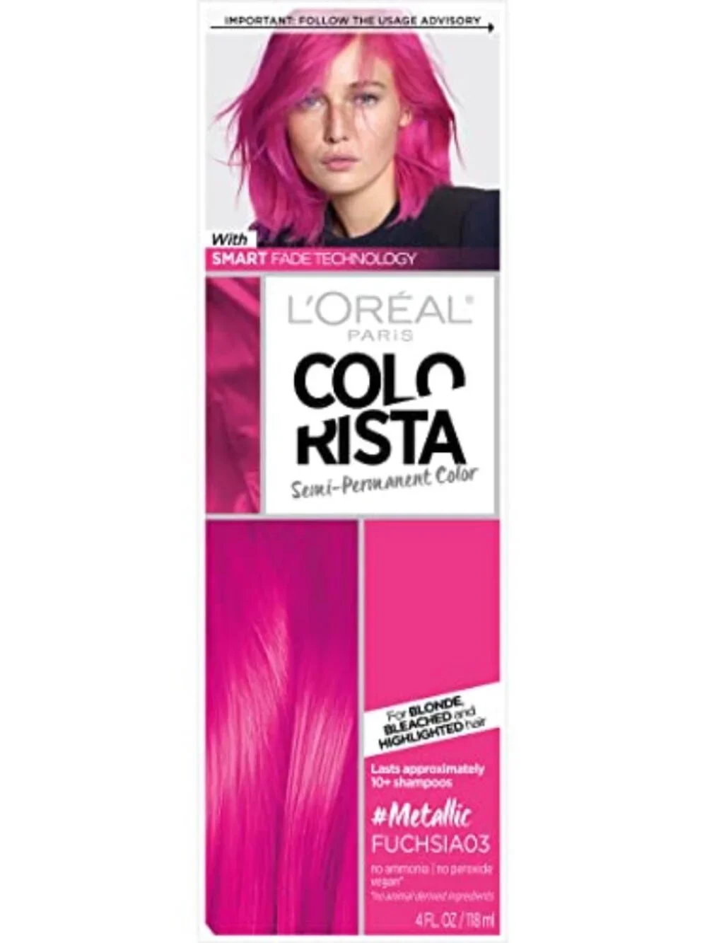 2/$12 💥🆕 L'Oreal Paris Colorista Semi-Perm Hair Color | Metallic Pink | 7338